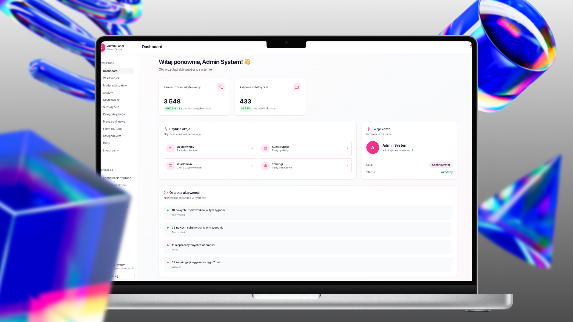 Przebudowa systemu CRM z aplikacją mobilną dla dietetyczki i trenerki Naomi Tamper